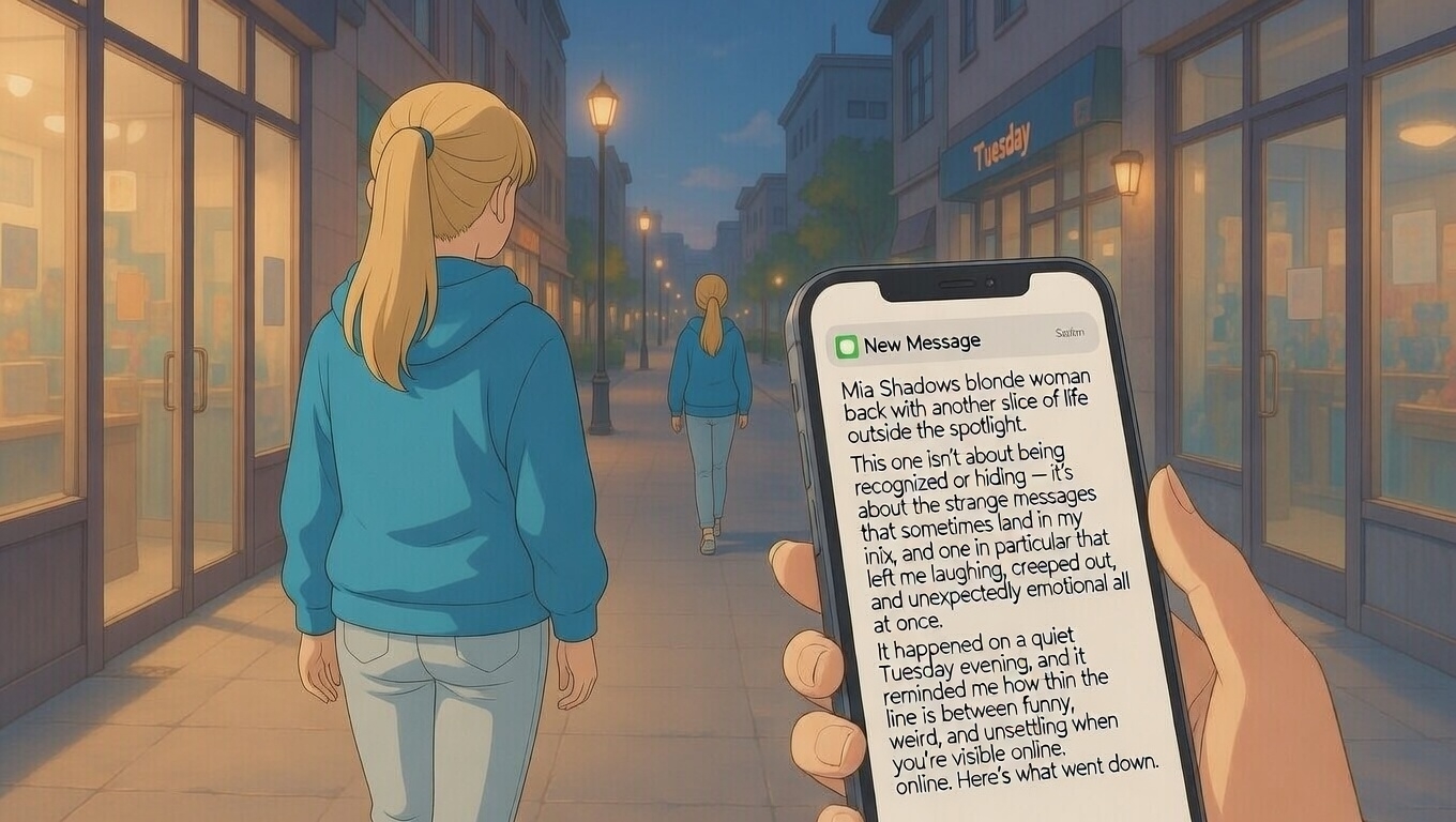 A phone screen glowing in a dark bedroom with a strange video message, shadows of unease